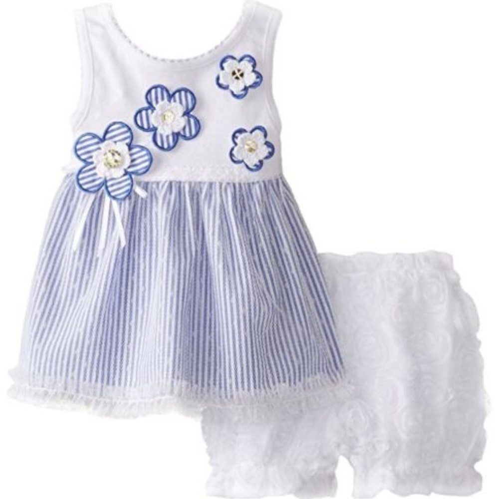 Sweet Heart Rose Baby Girls 3-6 Flower‎ Ruffle Tunic Top Bloomer Set Outfit